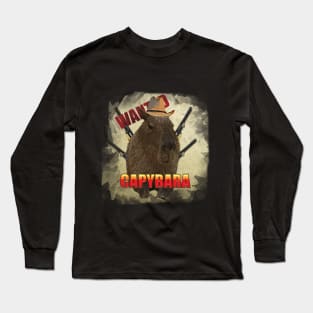 Capybara Western Cowboy. Long Sleeve T-Shirt